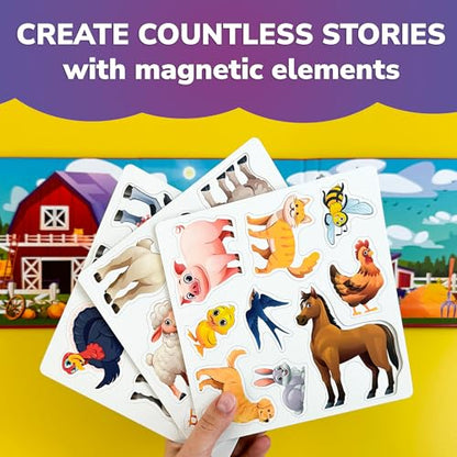 QUOKKA Travel Magnetic Puzzles for Toddlers 1-3 – 20+Pcs Happy Farm Toy Game with Extra-Long Play Book for Kids Ages 3-5 – Fun Travel Game Ages 2-4 – Strong Magnets for Car Activities – Version II - style: 12. HAPPY FARM 20+ PCS