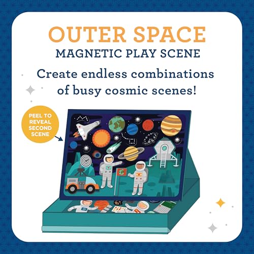 Petit Collage Outer Space Play Scene Mix and Match Magnetic Pieces, Ages 3+, 2 Scenes and 54 Pieces - color: Mag Play Scene Outer Space