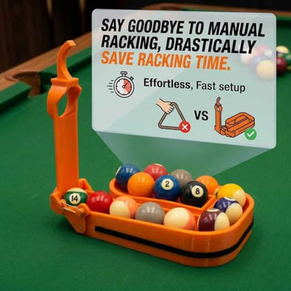 3D Printed Precision Pool Ball Rack: Professional Billiards Training Tool for Perfect Ball Placement, Fast Setup, Portable Design with Complete Maintenance Kit (Screwdriver/Rubber Bands) - color: orange