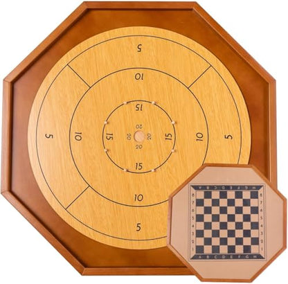 30 Inch Tournament Crokinole Board Game, Official Crokinole & Checkers | 26" Playing Surface, 24 Discs and Bag, Canadian Heritage Tabletop Games, Dexterity Krokinole Games for Families and Friends - style: 30 Inch
