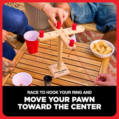 Buzzed 4-Way Hook & Ring by Relatable – Bachelor Party Drinking Game, Outdoor Party Activity for Adults, Summer Fun for Backyard, Tailgates & Group Hangouts, Includes Hook Unit, Pawns & Cup - style: 4-Way Hook & Ring