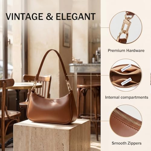 VODIU Clutch Tote Handbags with 2 Removable Straps and Zipper Closure Crossbody Bags Shoulder Purse Handbag for Women - color: Brown