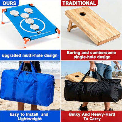 Onini Upgrade Portable Cornhole Board Set of 2 with 8 Bean Bags and Carrying Case Corn Hole Games Set for for Kids and Adults, Travel Camping Accessory(3x2 Ft)