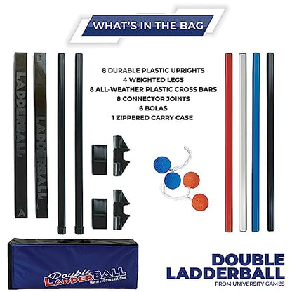 University Games, Double Ladder Ball Indoor Outdoor Ladderball Game Set, 6 Soft Rubber Bolas Balls, Zippered Travel Case, Premium Quality and Durability for 2 or More Players Ages 8 and Up