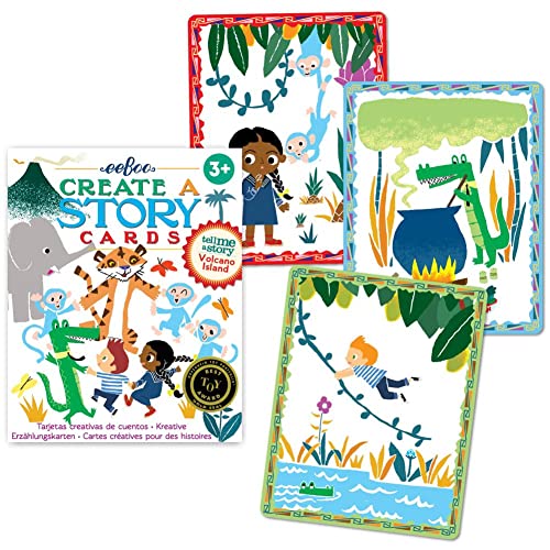 eeBoo: Volcano Island Create a Story Pre-Literacy Cards, 36 Cards with Colorful Characters, Encourages Imagination, for Ages 3 and up - style: Create a Story