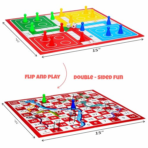 Ankit Toys & Games Ludo & Snakes and Ladders Board Game Set Classic 2in1 Family Fun for Kids and Adults (Standard Edition)