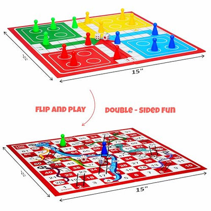 Ankit Toys & Games Ludo & Snakes and Ladders Board Game Set Classic 2in1 Family Fun for Kids and Adults (Standard Edition)