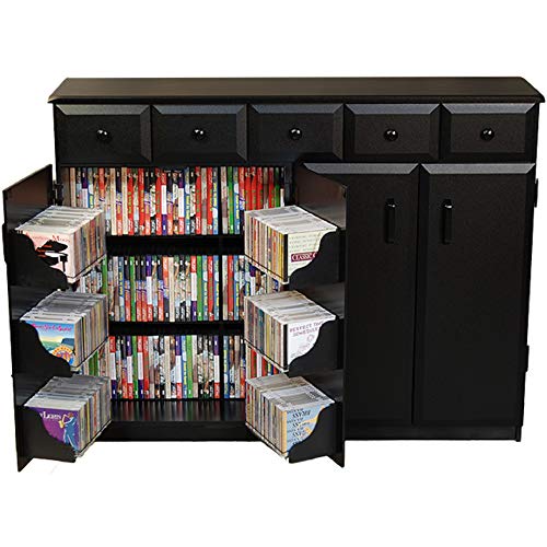 Venture Horizon Media Cabinet with Drawers (Black) - color: Black