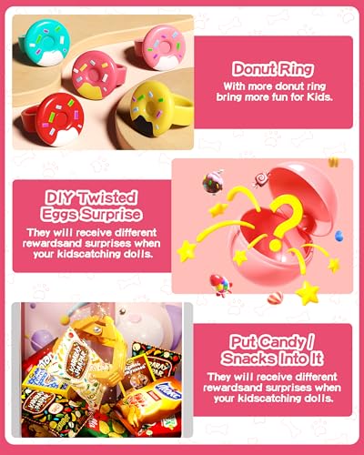 Claw Machine for Kids, Mini Vending Machine with Game Coins & Music, Prize Dispenser Toys for Girls and Boys, Electronic Claw Game Machine for Party Birthdays, Includes 35 Mini Toys (Doggy Pink) - style: Doggy Pink