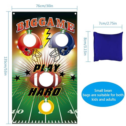 Blulu Football Toss Target Games Bean Bag Toss Game with 3 Bean Bags Football Party Decorations Indoor and Outdoor Party Game for Boys Adults Family Birthday Party Supplies