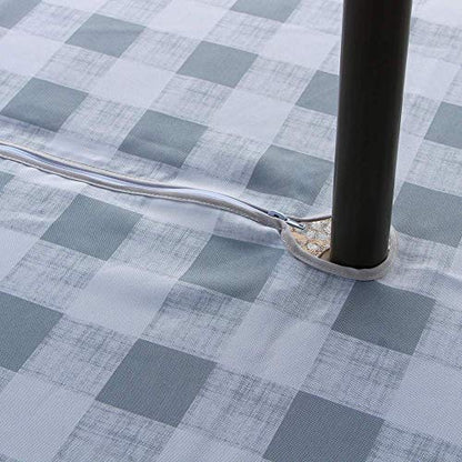 Melaluxe Spring/Summer Wrinkle-Free Waterproof Outdoor Tablecloth with Umbrella Hole and Zipper, Grey Checkered, 60 Inch Square - color: Grey Checkered, size: 60" x 60" (Square)