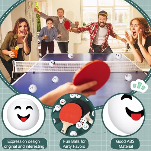 24 Pcs Novelty Table Tennis Balls 3 Special Emotion Face Cute Table Tennis Balls Accessories for All Golfers Birthday Fun Gift Game Art Pet - color: white