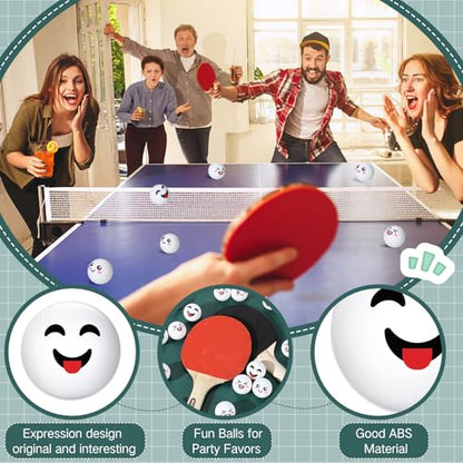 24 Pcs Novelty Table Tennis Balls 3 Special Emotion Face Cute Table Tennis Balls Accessories for All Golfers Birthday Fun Gift Game Art Pet - color: white