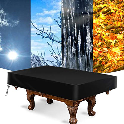 amberr Billiard Pool Table Cover,Waterproof Fade Resistant Windproof Scratch Resistant Covers Cover for Pool Table Snooker Billiard Table (Black, 7FT: 92x52x8in) - color: Black, size: 7FT: 92x52x8in
