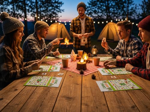 Camping Bingo Game - 24 Player Outdoor Activity for School Parties, Birthdays and Nature Parties - color: Camping