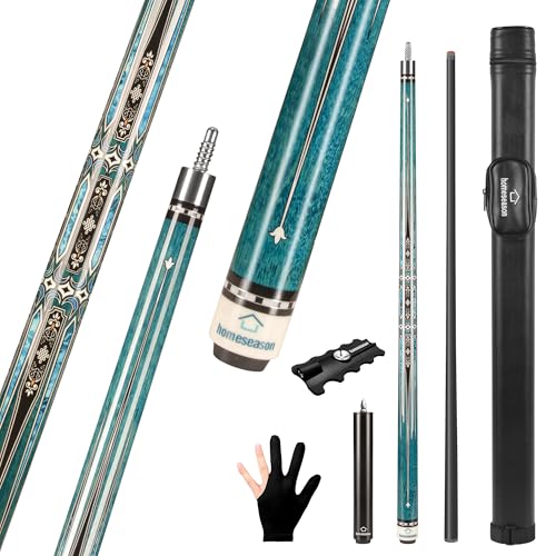 HomeSeason Carbon Fiber Pool Cue 58" with Leather Bag Extender Extension Rod Professional Pool Stick 4-Layer Tip Low Deflection Cue Stick, 3 * 8/8Joint Pin, Ultra-Smooth, Billiard Cue Sticks - color: 19oz with bag