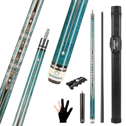 HomeSeason Carbon Fiber Pool Cue 58" with Leather Bag Extender Extension Rod Professional Pool Stick 4-Layer Tip Low Deflection Cue Stick, 3 * 8/8Joint Pin, Ultra-Smooth, Billiard Cue Sticks - color: 19oz with bag