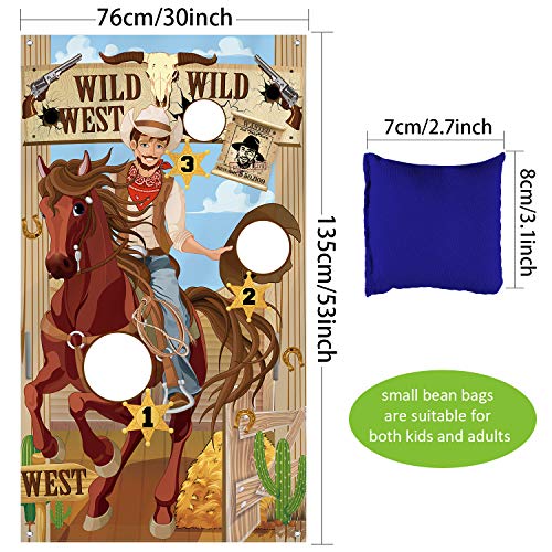 Blulu Western Party Cowboy Toss Games with 3 Bean Bags, Fun Game for Kids and Adults in Western Themed Activities Cowboy Decorations and Supplies