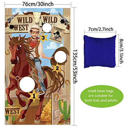 Blulu Western Party Cowboy Toss Games with 3 Bean Bags, Fun Game for Kids and Adults in Western Themed Activities Cowboy Decorations and Supplies