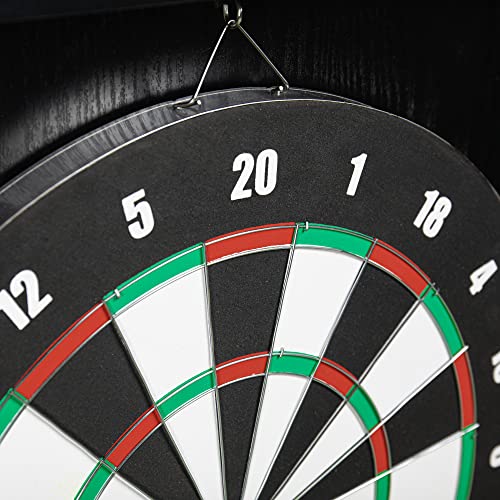 DMI Americana Dartboard Cabinet Set with 18-Inch Paper Dartboard, Reversible Baseball Game, Built-in Cricket Scoring, Darts, Chalk & Mounting Hardware – Classic Black Finish