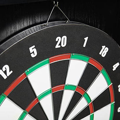 DMI Americana Dartboard Cabinet Set with 18-Inch Paper Dartboard, Reversible Baseball Game, Built-in Cricket Scoring, Darts, Chalk & Mounting Hardware – Classic Black Finish