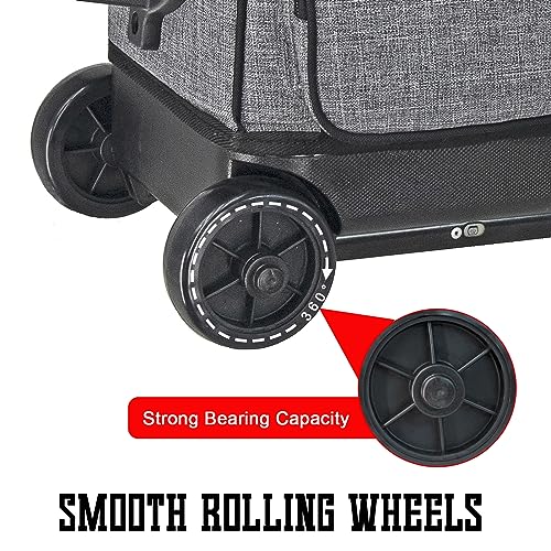 WOLT Double Roller 2 Ball Bowling Bag with Separate Shoe Compartment, Large Capacity Bowling Ball Bag with Accessory Pocket, Retractable Handle Extends to 40" - color: Grey