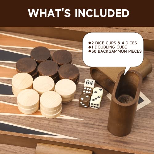 GSE Games & Sports Expert Premium Wooden Folding Inlay Backgammon Board Set, Classic Traditional Strategy Board Games (Star- 17 Inches) - color: Wood-star, size: Medium