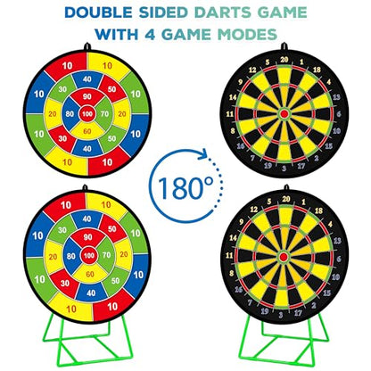 Large Dart Board for Kids, Kids Double-Sided Dart Board with Sticky Balls and Darts, Indoor/Outdoor Sport Fun Party Play Game Toys, Gifts for 3 4 5 6 7 8 9 10 11 12 Year Old Boys Girls - style: M026