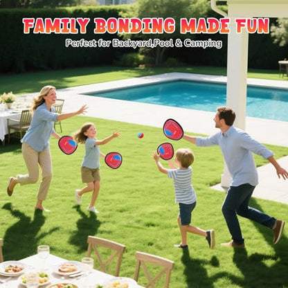 JoyCat Toss and Catch Ball Game, 2 Adult & 2 Kids Paddles Sticky Ball Set, Family Outdoor Catch Game for Beach, Backyard & Pool, Birthday Gifts for Boys Girls Ages 3+ - style: 2 Kid Paddles 2 Adult Paddles
