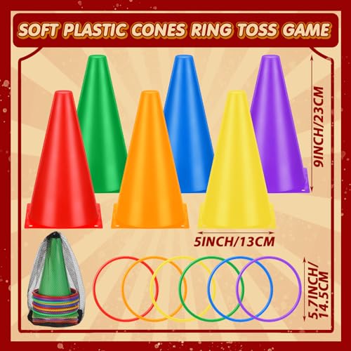 29 Pcs 4 in 1 Carnival Games Set: Bean Bags, Plastic Cones, Carnival Cans, Rings for Adults, Teens, Indoor & Outdoor Games