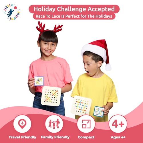 Race to Lace - Perfect Home or Travel Game for Kids and Adults - Ideal for 8-12 Years Old - Solo or 2+ Players for for 4+ Years & Up for Car, Airplanes, Road Trips - Family & Kids