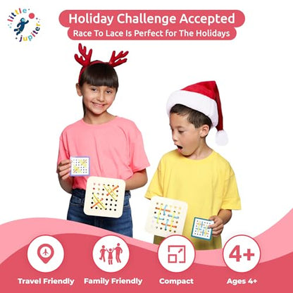 Race to Lace - Perfect Home or Travel Game for Kids and Adults - Ideal for 8-12 Years Old - Solo or 2+ Players for for 4+ Years & Up for Car, Airplanes, Road Trips - Family & Kids