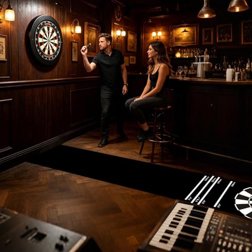 Dart Board Floor Mat, 300x34cm Anti Slip Protective Rug, Throw Line Carpet with Clear Markings for Accuracy Game Accessory Room Tool Entertainment Rug for Home Parties Gatherings Outdoor