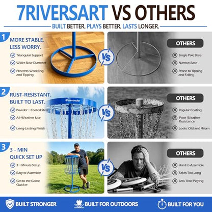 Portable Disc Golf Basket, 24-Chain, All-Weather Metal Disc Golf Goal with Heavy-Duty Carrying Bag, Easy Assembly for Backyard, Park & Outdoor Training - style: Blue
