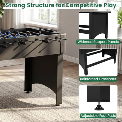 Goplus Foosball Table, 47" Competition Full Size Soccer Game Table with 22 Players, 2 Balls, Home Arcade Football Table Set for Adults, Family Nights, Game Rooms, Parties - color: Black