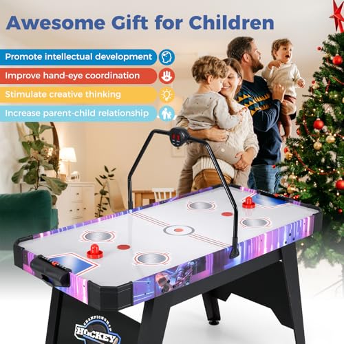 Goplus 56 Inch Air Hockey Table, Air Hockey Arcade Game Table with Digital LED Scoreboard, Powerful 12V Motor, 2 Pucks, 2 Pushers for Home, Office, Game Room