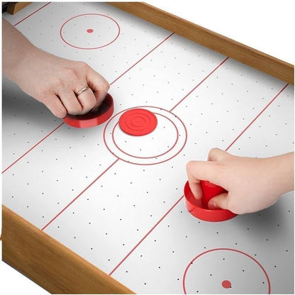 Tradeopia Portable Table Top Mini Wooden Air Hockey Game With 2 Strikers and 2 Pucks - Tabletop Air Hockey