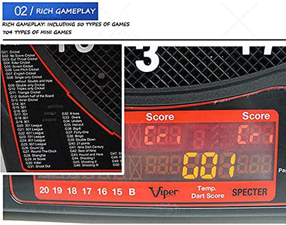 Electronic Dart Board, Electronic Dartboard, 19” Digital Soft Tip Dart Boards with 50 Games and 704 Variants & LED Displays Scoreboard, Easy to Use Button Interface, for Children and Adults