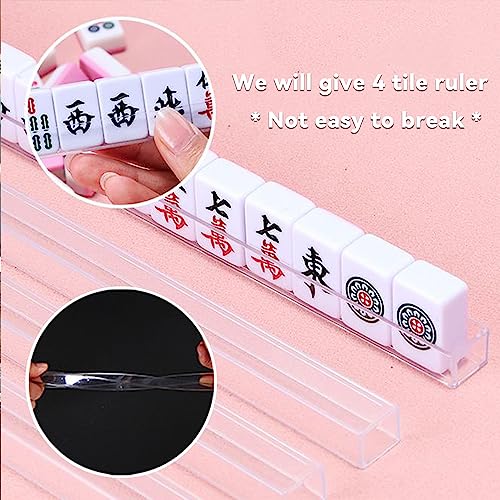 drizzle Pink Travel Mahjong Mini Set 20mm with Instructions - Portable 146 Tiles - for Beginners with 4PCS Racks 2 Pounds - Chinese Mah-Jong Game 麻将 - size: Pink
