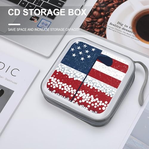 Golf with U.S. Flag Funny CD Case 40 Capacity DVD Storage Holder Portable Disc Wallet Organizer Bag for Home Travel