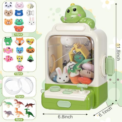 Arrowbash Cartoon Claw Machines for Kids 36 Prizes Age 6+ Mini Vending Machines with Music for Kid with Plush Toy Christmas Birthday Thanksgiving Girls Boys Gifts(Dinosaur) - style: Dinosaur