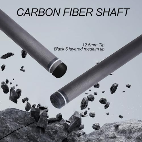 CUEELF Carbon Fiber Pool Cue 2 Pieces Cue Stick with 12.5mm Tip Professional Low Deflection Billiard Pool Sticks with 3/8 * 8 Pin Joint - color: Amber
