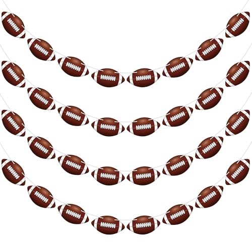 4 Pack Football Party Decorations, 32 PCS Football Cardboard Pre-Assemble Game Day Party Football Banner Garland for Bowl Game Day Sports Themed Party Supplies Birthday Cutouts Banner Decor - style: Football