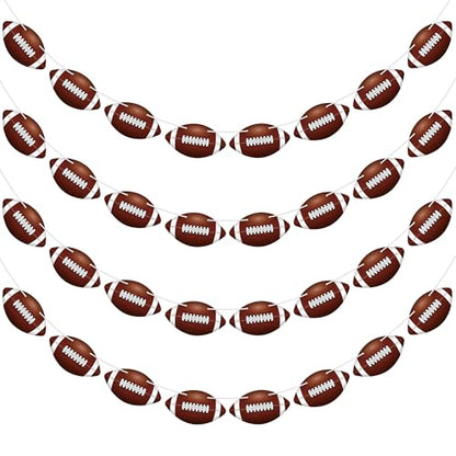 4 Pack Football Party Decorations, 32 PCS Football Cardboard Pre-Assemble Game Day Party Football Banner Garland for Bowl Game Day Sports Themed Party Supplies Birthday Cutouts Banner Decor - style: Football