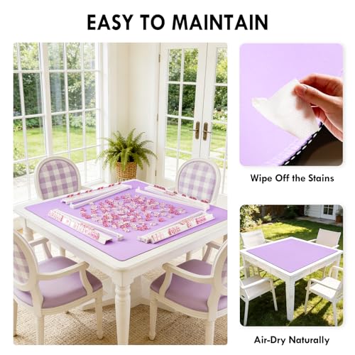 Purple Mahjong Mat- 100% No Creases American Mahjong Mat, Anti-Slip & Noise Reduction Mahjong Table Cover, Mahjong Mats with Carrying Bag for Mahjong, Poker, Card Games, Dominoes, Board Games (Purple) - color: Purple