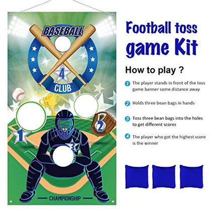 Baseball Toss Games with 3 Bean Bags, Indoor Outdoor Bean Bag Toss Game for Children and Adults Sport Theme Party Decorations Supplies