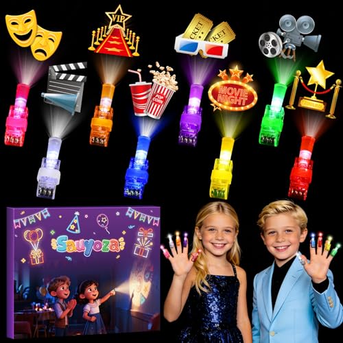 36 Pack Movie Night Party Favors LED Finger Lights, Glow in the Dark Light up Toys Supplies for Kids Birthday Party Goodie Bag Stuffer Classroom Prize Gifts - style: Movie Night