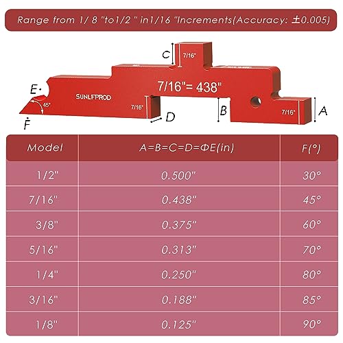 Router Setup Blocks Woodworking 7pcs Aluminum Precision Router Table Set Up Bars for Woodworking & Routers Setup Bars Woodworking Setup Thickness, Depth Height Angle Drill Diameter (Red)