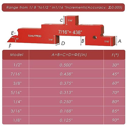Router Setup Blocks Woodworking 7pcs Aluminum Precision Router Table Set Up Bars for Woodworking & Routers Setup Bars Woodworking Setup Thickness, Depth Height Angle Drill Diameter (Red)