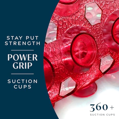 SlipX Solutions Power Grip Bathtub Safety Mat | Precision Grip Technology for Longer, Stronger, & Softer Wet Surface Protection | Clear Red 39"x16" - color: Clear Red